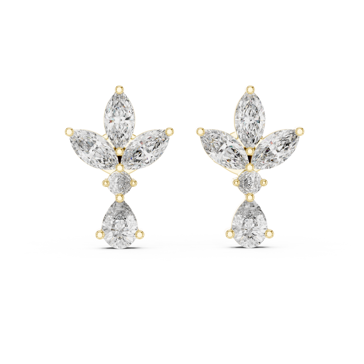 Marquise Butterfly Cluster Moissanite Diamond Drop Stud Earrings - View 8
