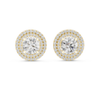 Radiant Aura Round Lab Diamond Stud Earrings with Double Halo Setting - View 7