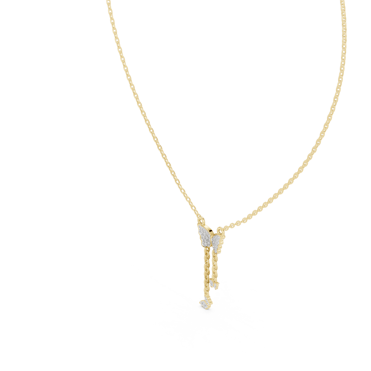 Butterfly Dangle Pendant with Pave Round Lab Grown Diamond - View 4