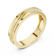 Round Cut Moissanite Diamond Men's 3 Stone Off Center Accent Band - View 2