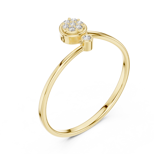 Round Moissanite Diamond Bezel Set Cluster Anniversary Ring - View 2