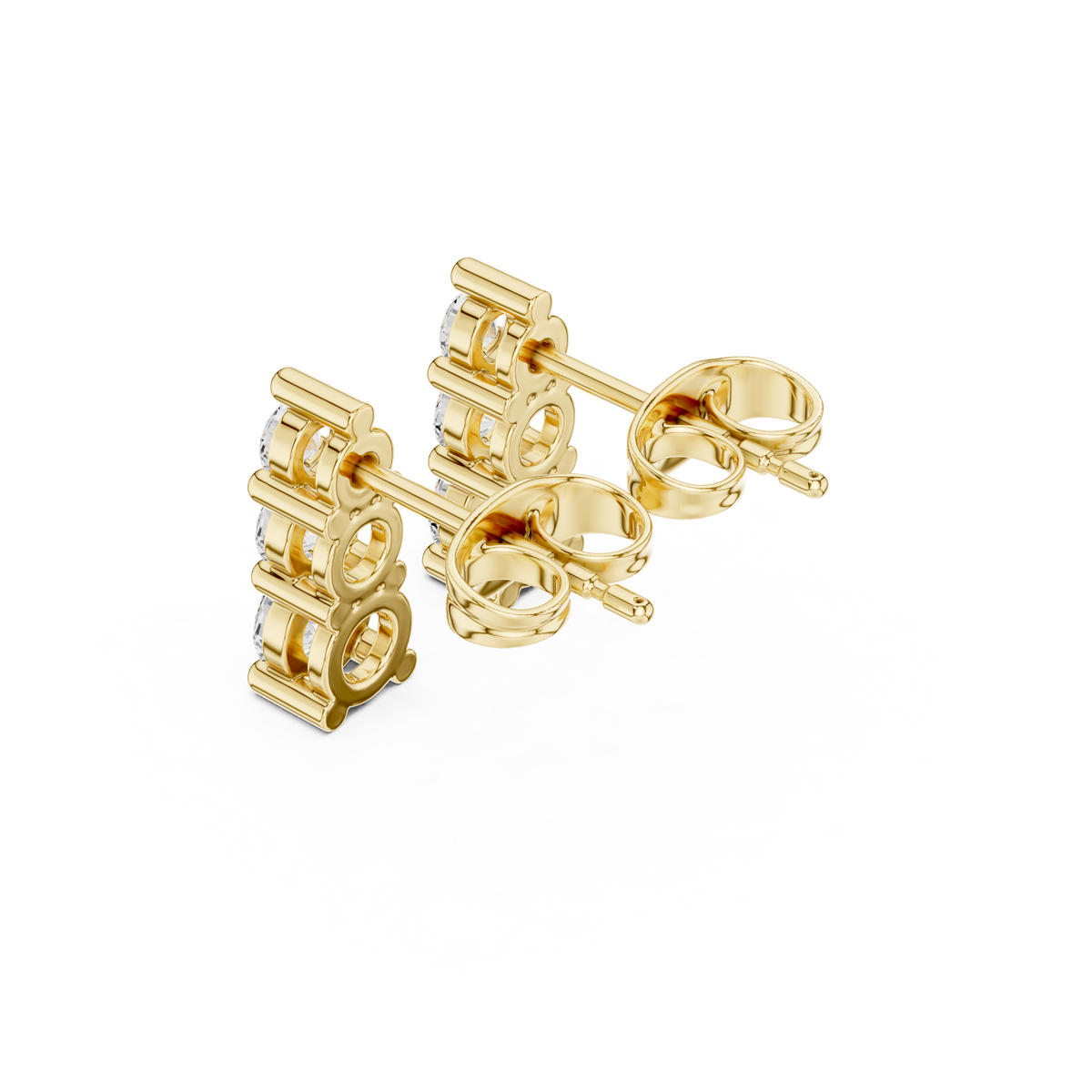 Triple Round Moissanite Diamond Drop Stud Earrings for Timeless Everyday - View 5