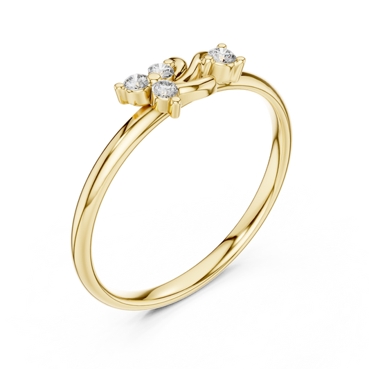 Round Lab Diamond Open Twist Cluster Ring - View 2