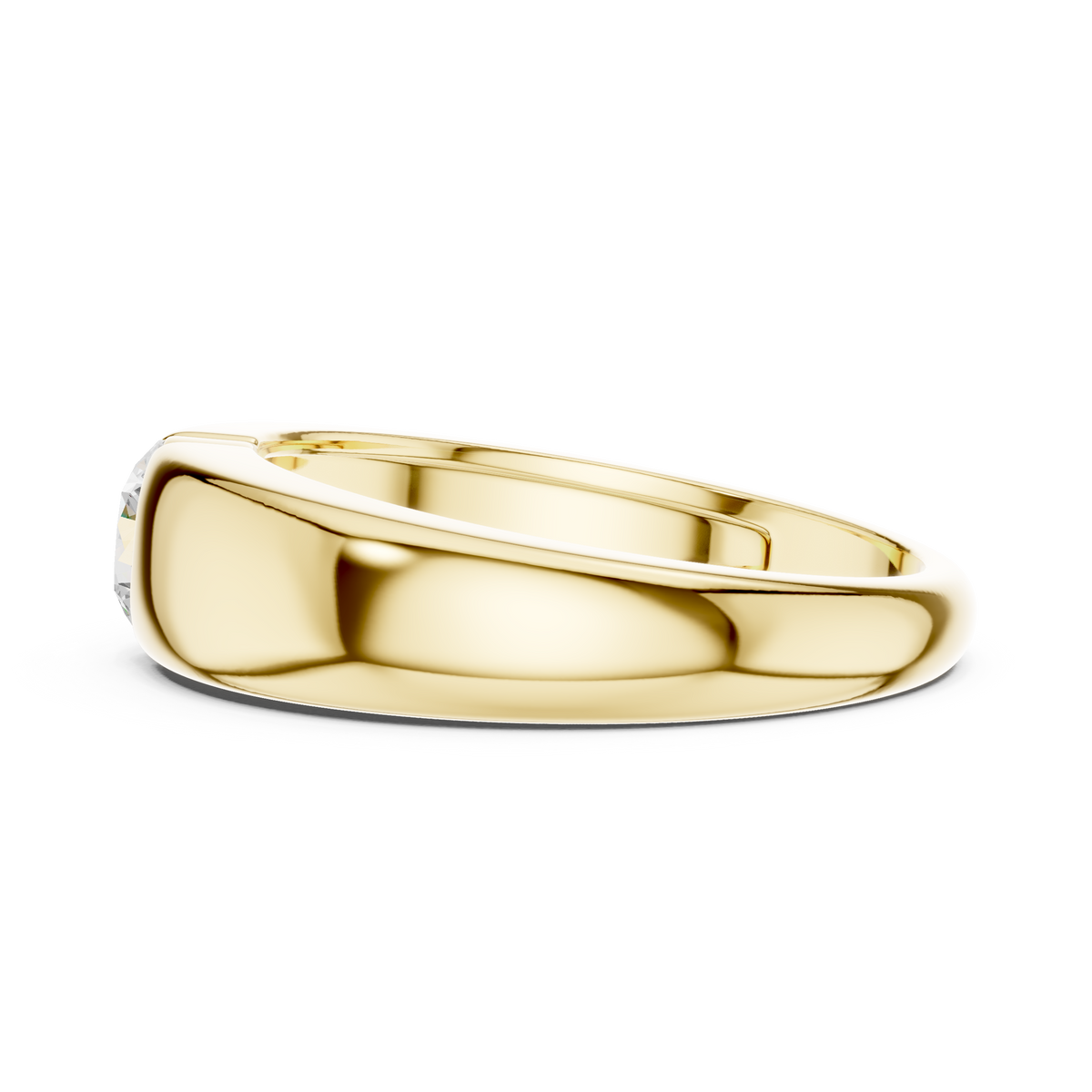 Round Cut Lab Grown Diamond Men's Heavy Gold Statement Ring - View 8