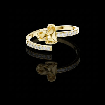 Open Heart Lab Diamond Bypass Ring with Pave Band