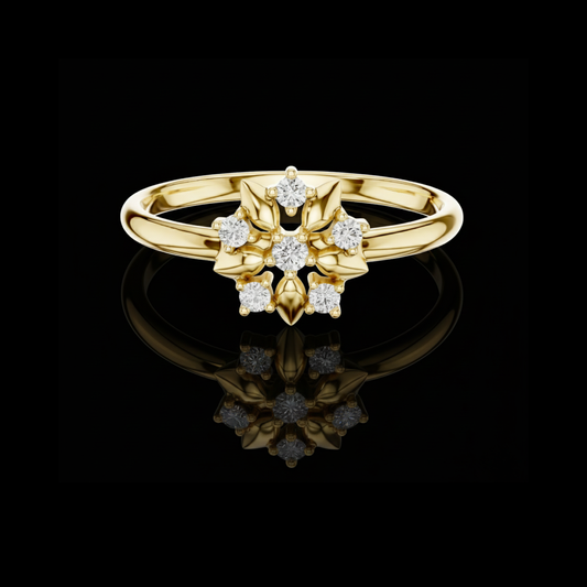 Dainty Round Moissanite Diamond Floral Cluster Delicate Ring