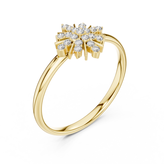 Round Moissanite Diamond Starburst Cluster Statement Ring - View 2