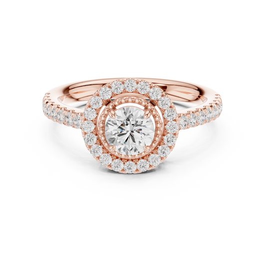 Classic Round Halo Lab Grown Diamond Ring for Women - View 2