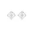 Architectural Geometric Moissanite Round Diamond Frame Stud Earrings with Floating Accents - View 3