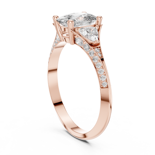 Oval Moissanite Diamond Anniversary Ring With Side stone Pave Band - View 2