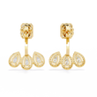 Emerald and Pear Cut Lab Diamond Halo Drop Earrings in Gold And Silver For Mother's Special - View 9