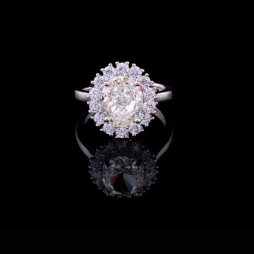 Sparkle Oval Cut Halo Cluster Lab Diamond Engagement Ring