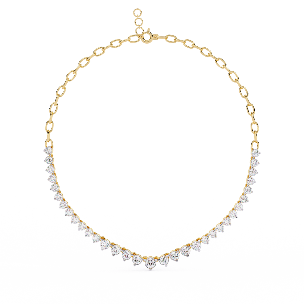 Graduated Round Lab Grown Diamond V Necklace - View 2