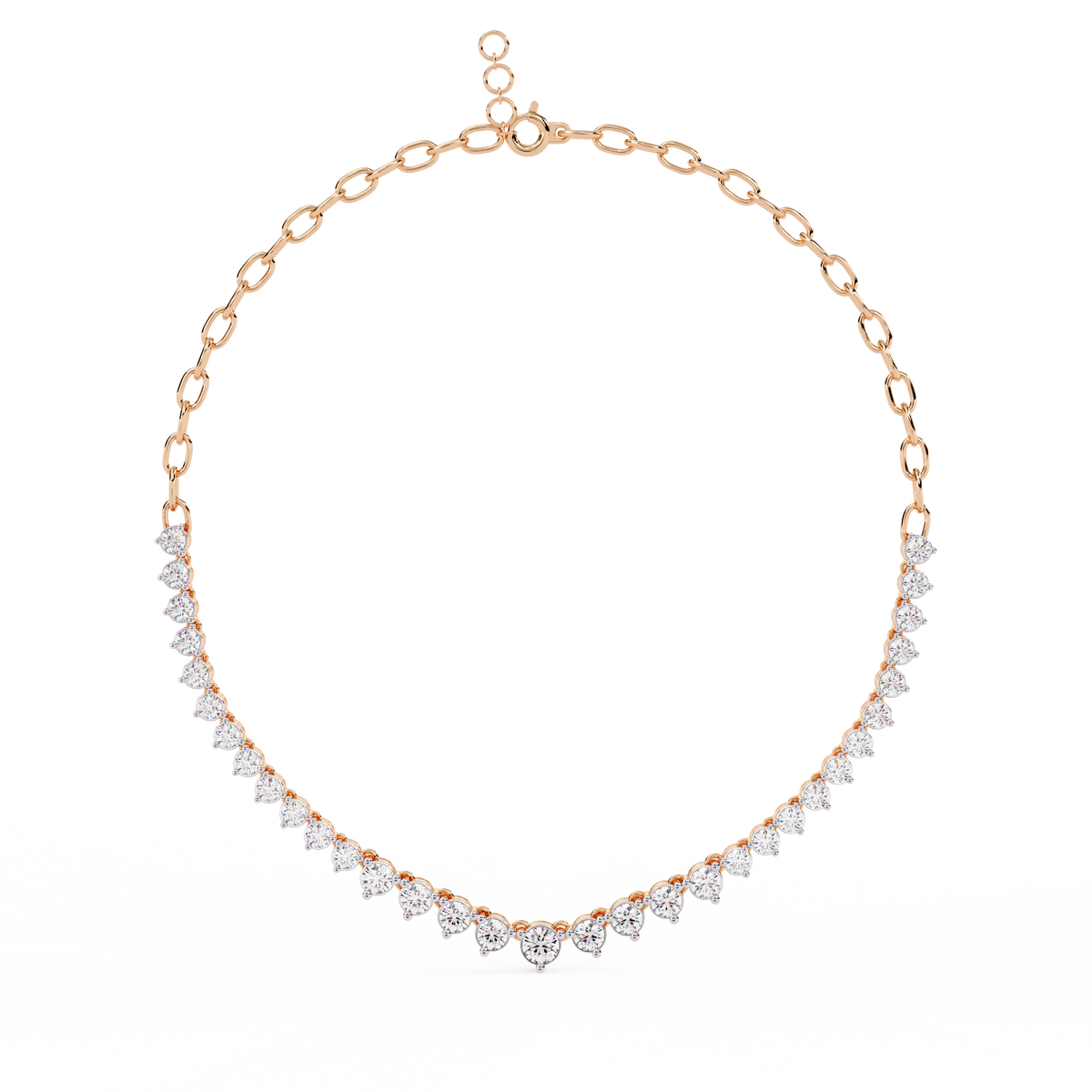 Graduated Round Lab Grown Diamond V Necklace - View 3