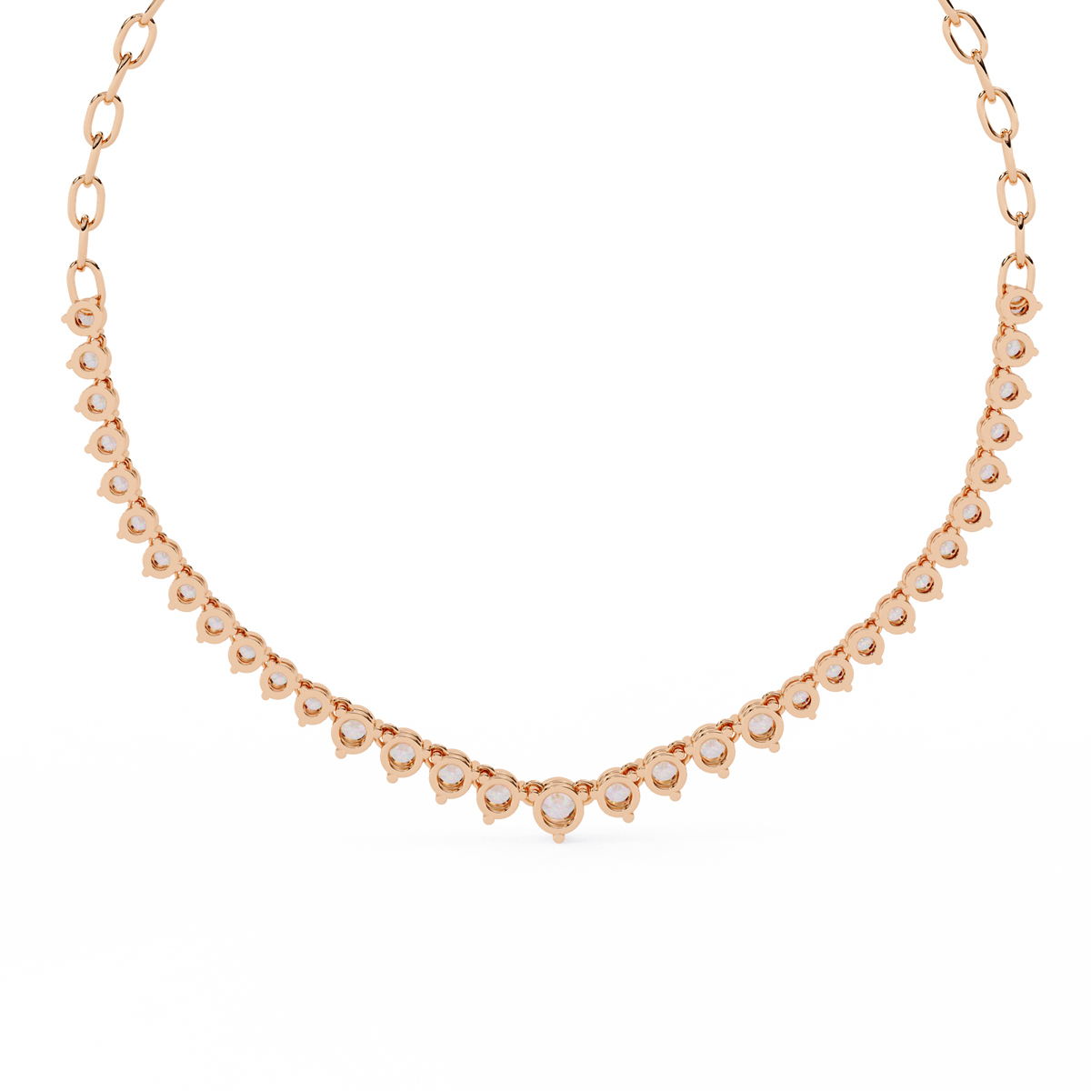 Graduated Round Lab Grown Diamond V Necklace - View 9