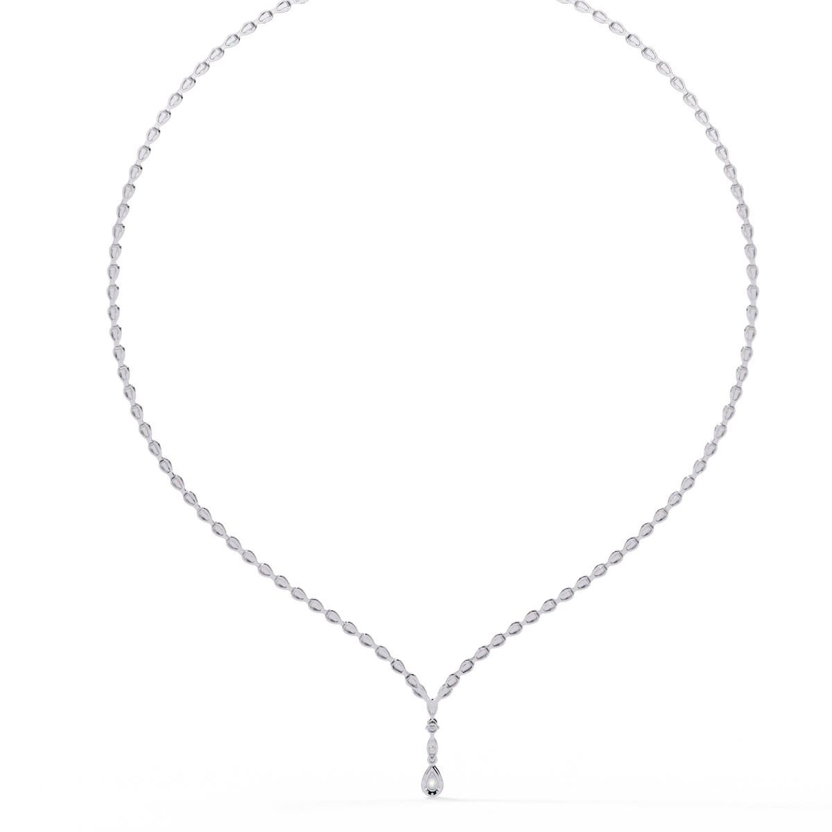 Pear Lab Grown Diamond V Drop Tennis Necklace - View 7