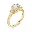 Round Brilliant Cut Three Stone Moissanite Diamond Engagement Ring with Side Stones - View 10