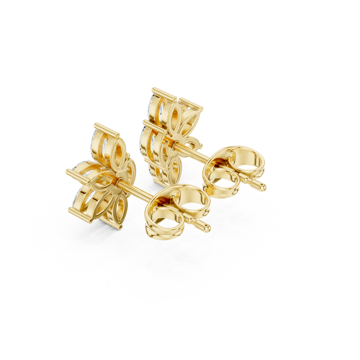Floral Blossom Lab Diamond Marquise Cut Starburst Cluster Studs Earring - View 7