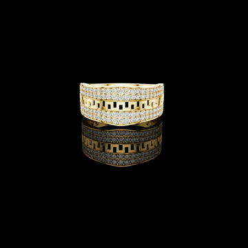 Round Cut Lab Grown Diamond Men's Double Pave Border Geometric Ring