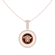Greek Key Pattern Statement Charm Featuring Round Moissanite Diamond - View 2