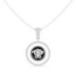 Greek Key Pattern Statement Charm Featuring Round Moissanite Diamond - View 3
