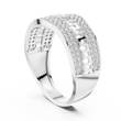 Round Cut Moissanite Diamond Men's Double Pave Border Geometric Ring - View 9