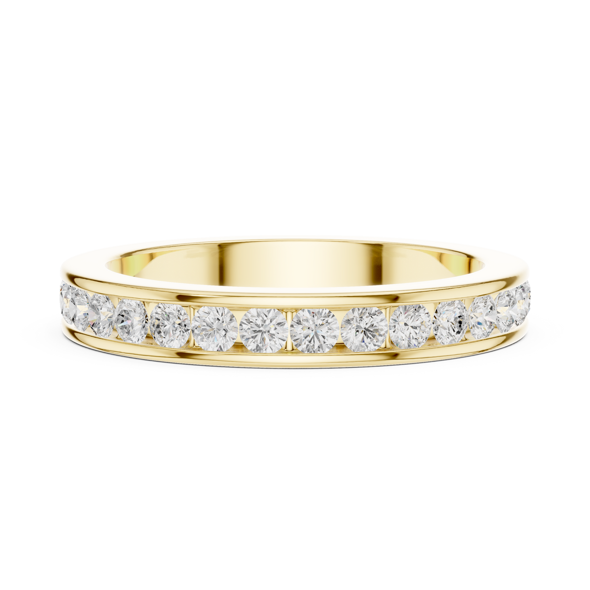 Round Cut Lab Grown Diamond Men's Single Row Channel Set Ring - View 8