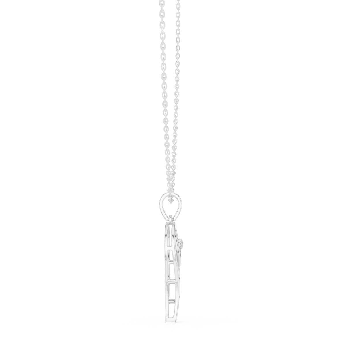 Abstract Spiritual Silhouette Charm Pendant with Round Moissanite Diamond - View 6