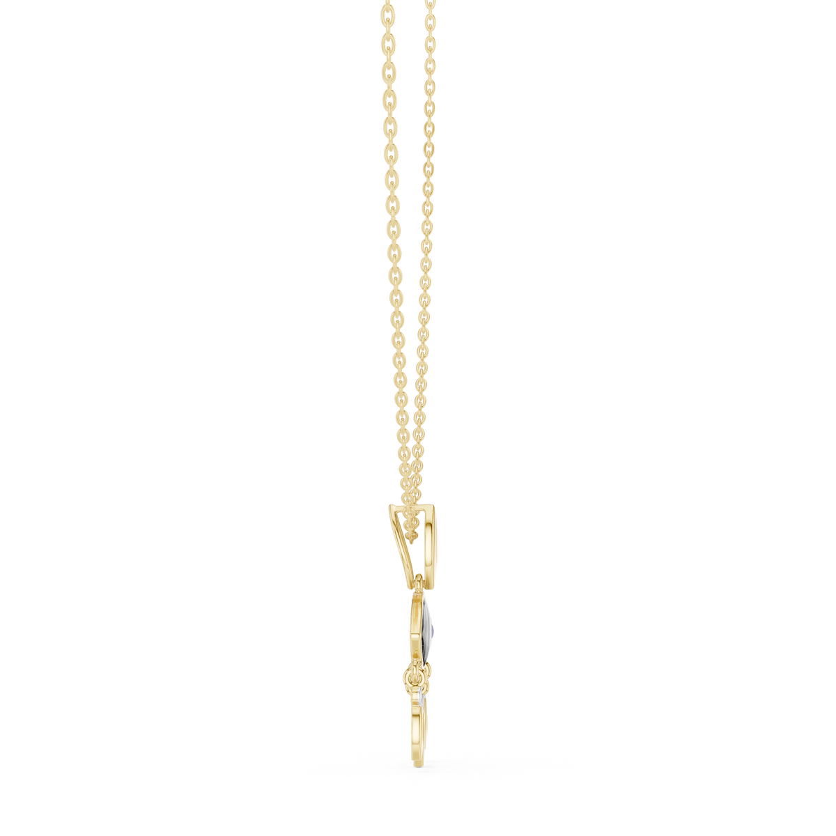 Motif Chandelier Statement Pendant with Round Moissanite Diamond - View 7