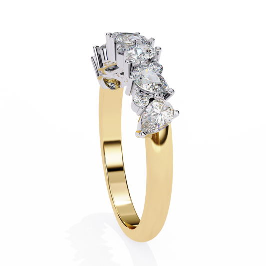 Pear & Round Moissanite Diamond Cluster Wedding Band Ring - View 2