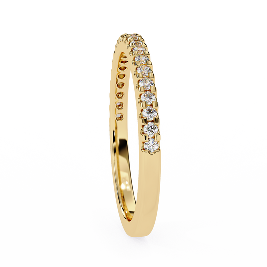 Round Moissanite Diamond Half Eternity Wedding Band Ring - View 2