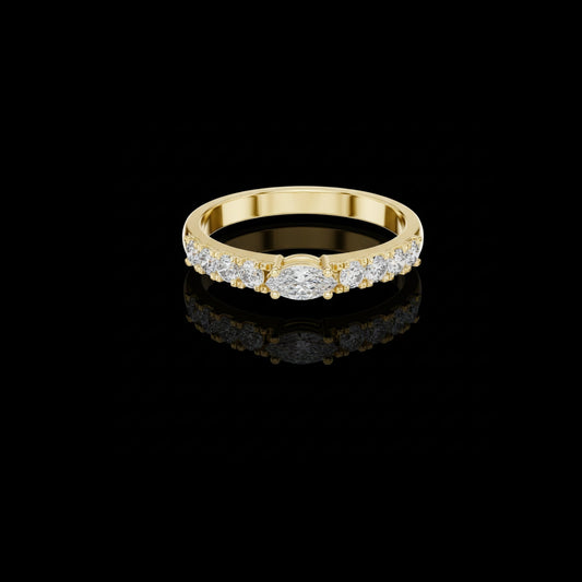 Accents Marquise and Round Moissanite Diamond Eternity Ring With Pave Band