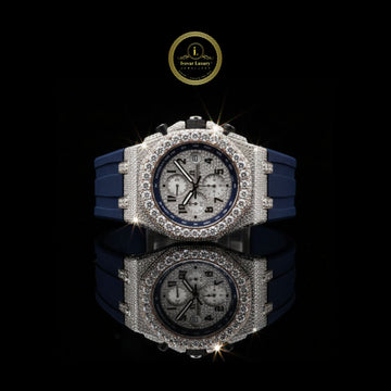 Brilliant Iced Out Lab Diamond Watch Men’s Luxury with Rubber Strap