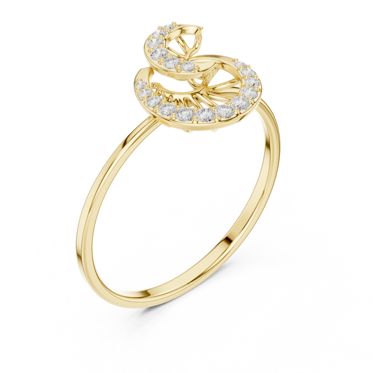 Spiral Swirl Round Cut Lab Diamond Pave Engagement Ring - View 2