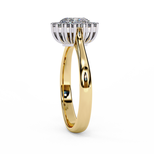 Oval Halo Moissanite Diamond Ring with Cathedral Setting - View 2