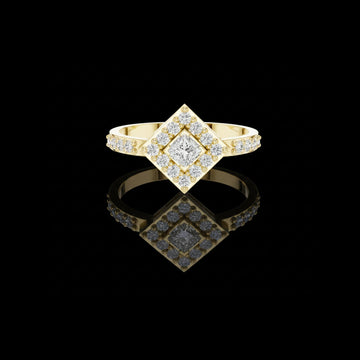 Princess Cut Halo Diamond Square Lab Grown Diamond Ring