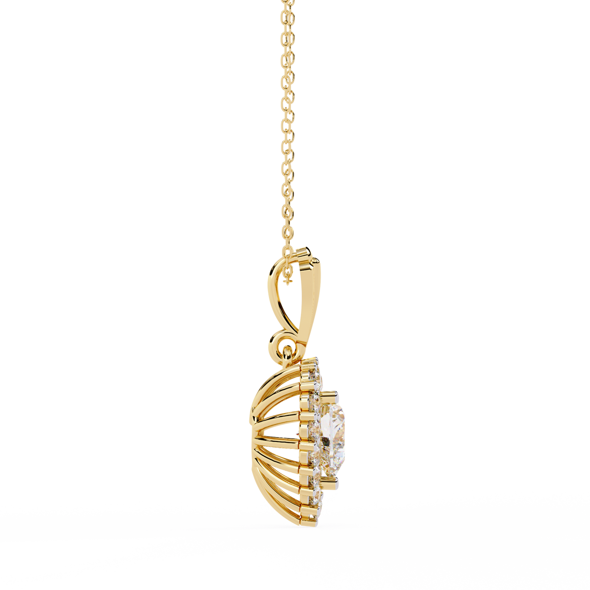 Heart Shape Lab Grown Diamond Halo Pendant Necklace - View 2