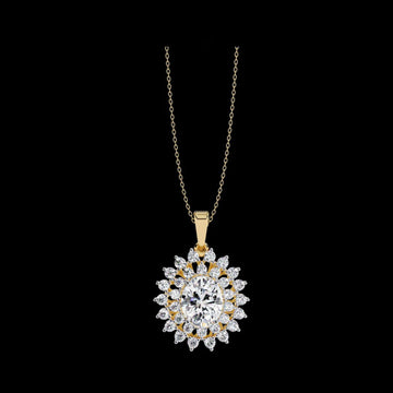 Round Sunburst Inspired Lab Grown Diamond Necklace