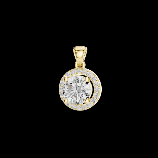 Round Cut Moissanite Diamond Solitaire Halo Pendant