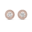Tiered Double Halo Round Moissanite Diamond Stud Earrings - View 2