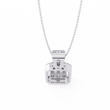 Multi Cut Lab Grown Diamond Cluster Rectangle Halo Pendant Pave Bail - View 3