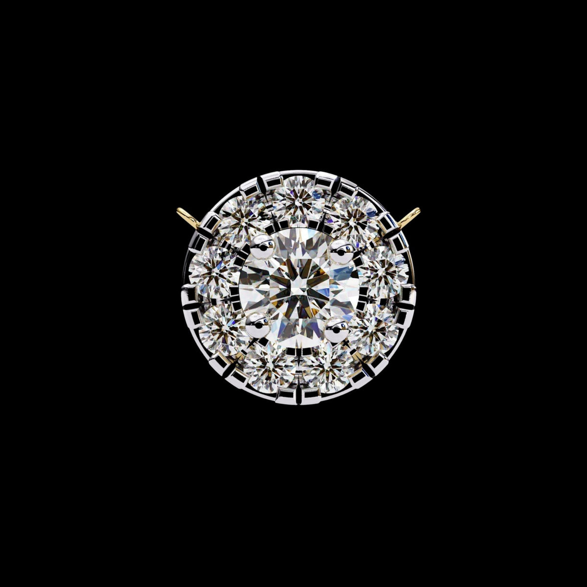 Round Lab Grown Diamond Halo Pendant with Round Cluster Accent Stones