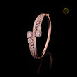 Baguette Emerald & Round Cut Moissanite Diamond Leaf Cluster Bypass Bangle - View 2