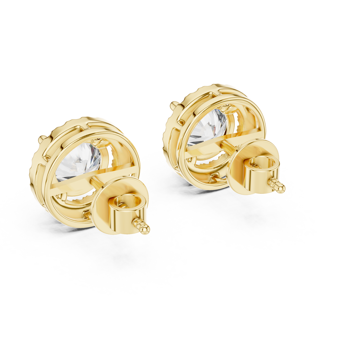 Round Cut Moissanite Diamond Floating Halo Stud Earring - View 7