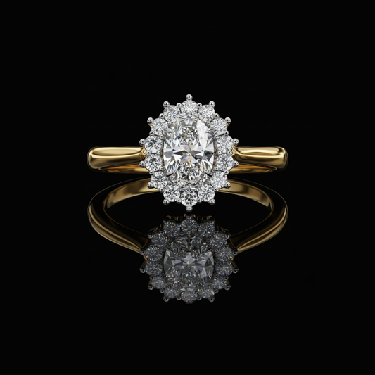 Oval Halo Lab Diamond Ring with Cathedral Setting