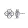Luxury Floral Motif Stud Earrings with Sparkling Lab Diamond Inspired Cluster Centerpiece - View 6