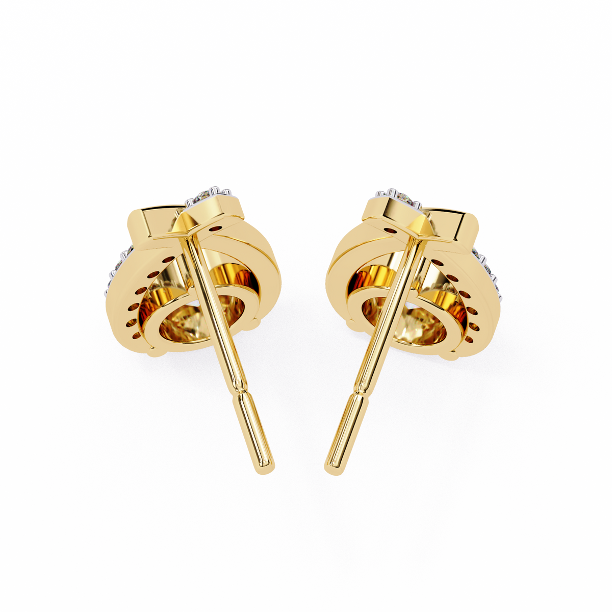 Teardrop Inspired Round Moissanite Diamond Earrings with Pave Accents - View 7