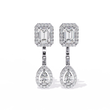 Sophisticated Emerald Halo Top with Pear Halo Drop Moissanite Diamond Earrings in Gold - View 6