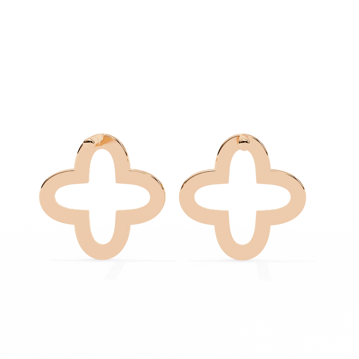 Handcrafted Geometric Elegance with Pave Round Moissanite Diamond Brilliance Eternal Clover Stud Earring - View 5
