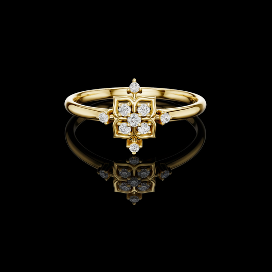 Nature Inspired Floral Round Cut Lab Diamond Engagement Ring
